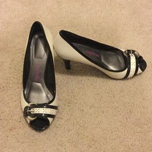 Black and white heels